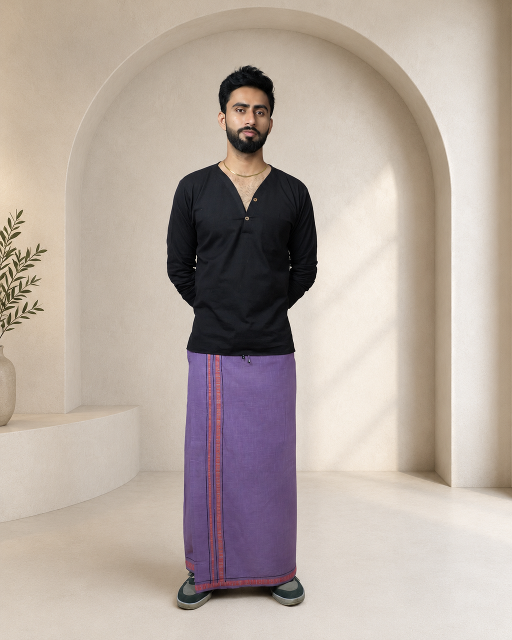 Premium Cotton Stripe Pajamalungi –  Soft Purple
