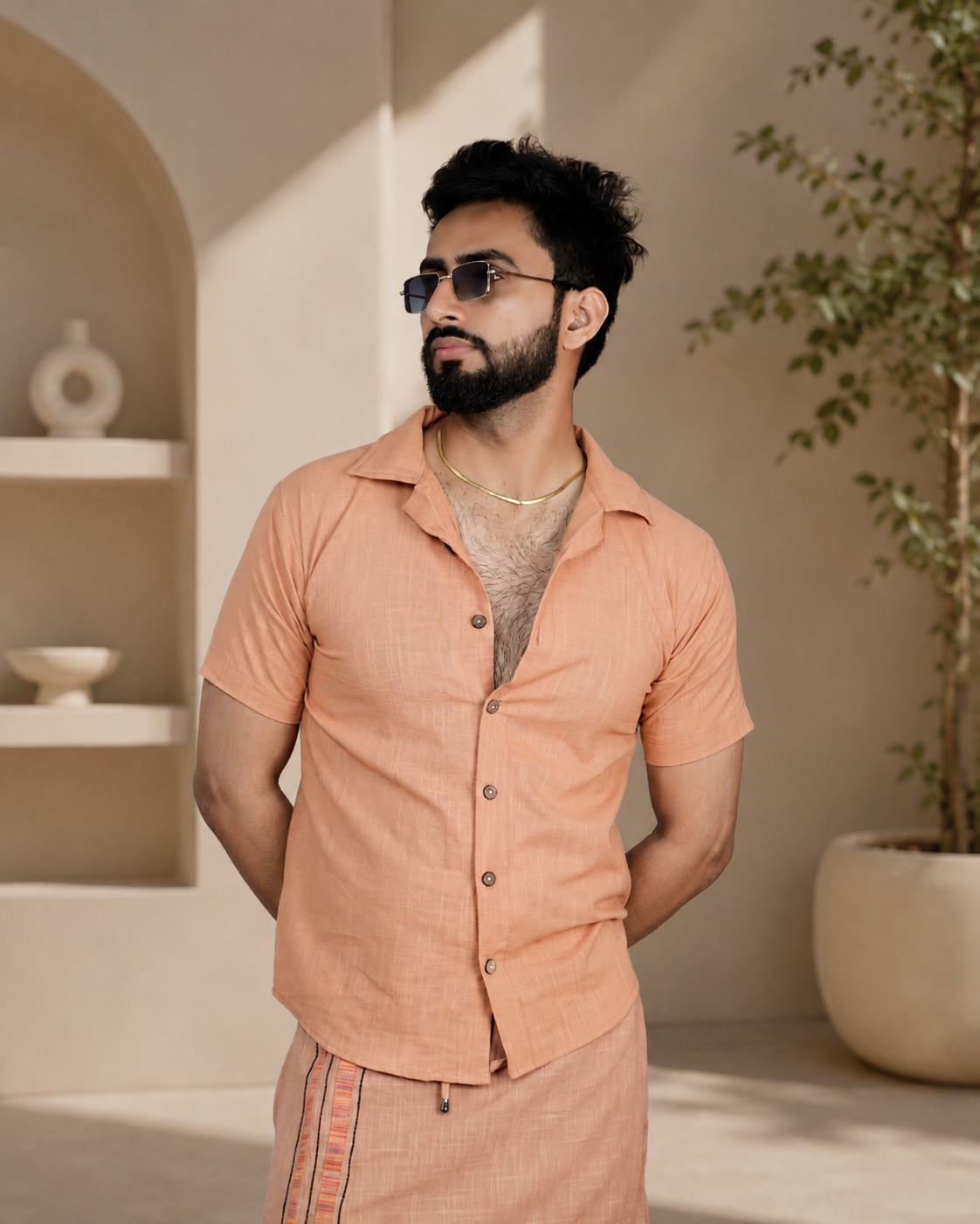 Men's Premium  Peach Shirts