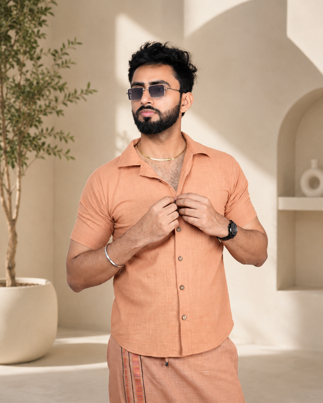 Men's Premium  Peach Shirts