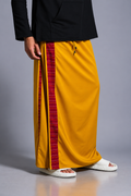 Men Musturd Yellow Colour Pajamalungi With Red  Textured Stripe Panel