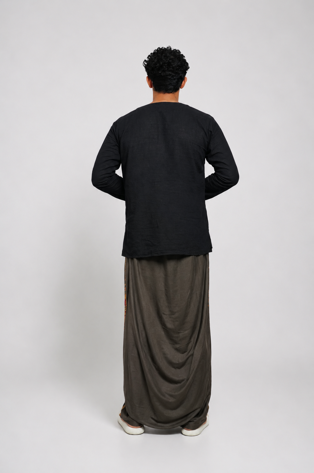 Men Mouse Colour Pajamalungi With  Floral Printed Panel