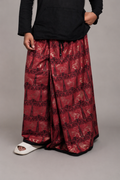 Men Lion Foil Print Red & Black Pleated  Pajamalungi