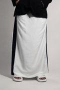 Men White Colour Pajamalungi With Navy/ SilverZari Stripe Panel