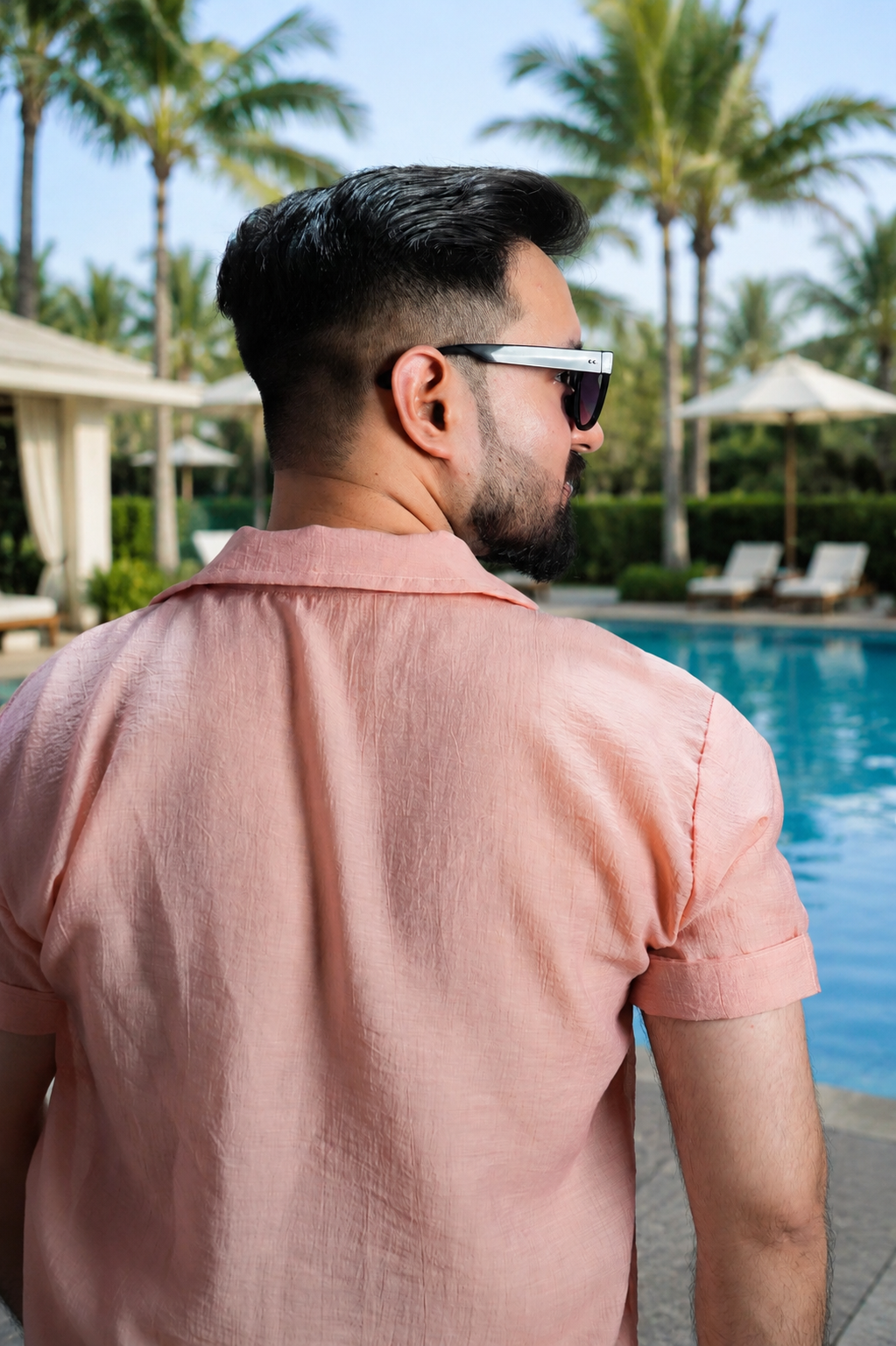 Men Light Pink Colour Chiffon Buttoned Shirt