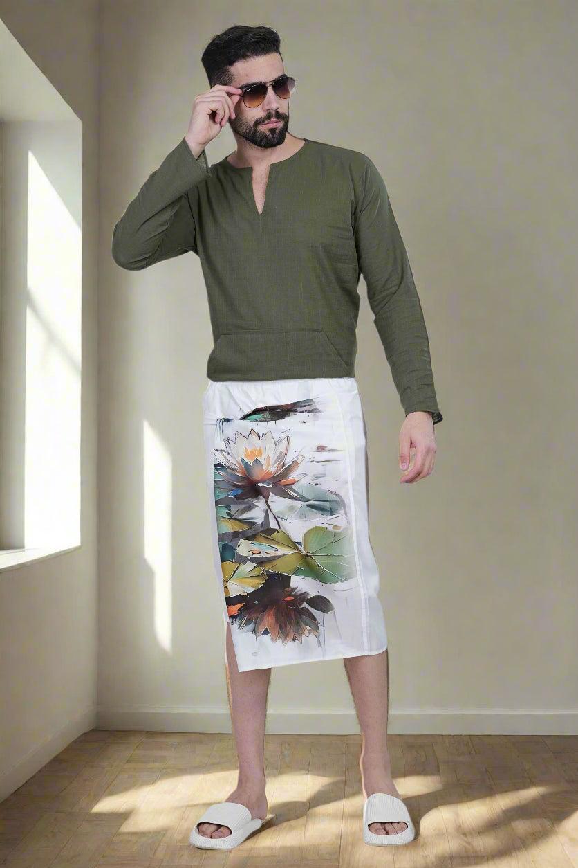 Serene Lotus Ensemble PajamaLungi - Nirmal Online