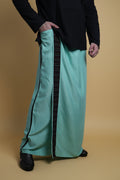 Men SeaGreen Colour Pajamalungi With Black Stripe Panel