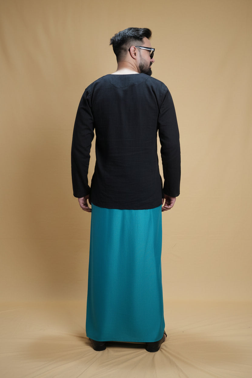 Men Ramagreen Colour Pajamalungi With Black Stripe Panel