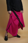 Men Pink Colour Pajamalungi With Black Stripe Panel