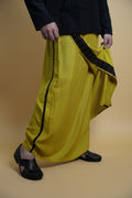 Men Yellow Steve Colour Pajamalungi With Black Stripe Panel