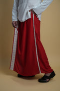 Men Red Colour Pajamalungi With White Stripe Panel