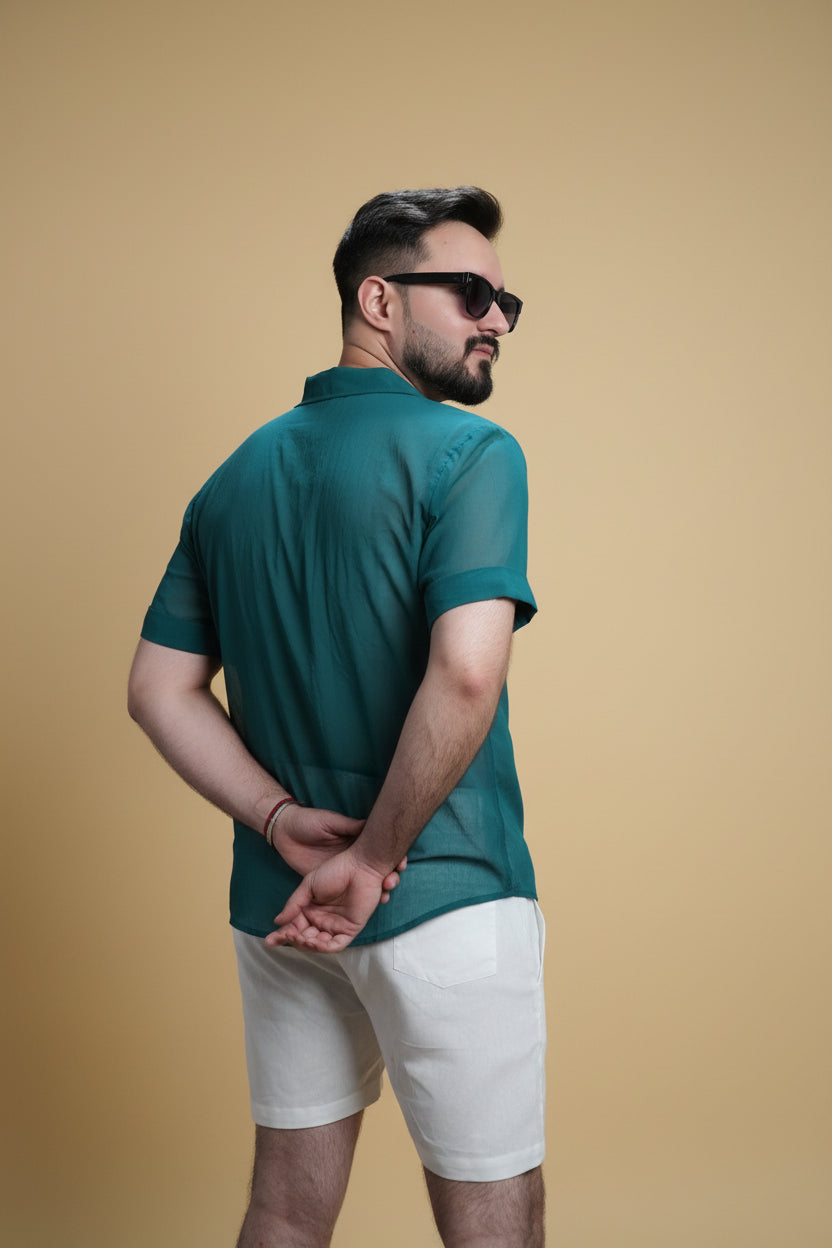 Men Mid Raise White Colour Cotton Short