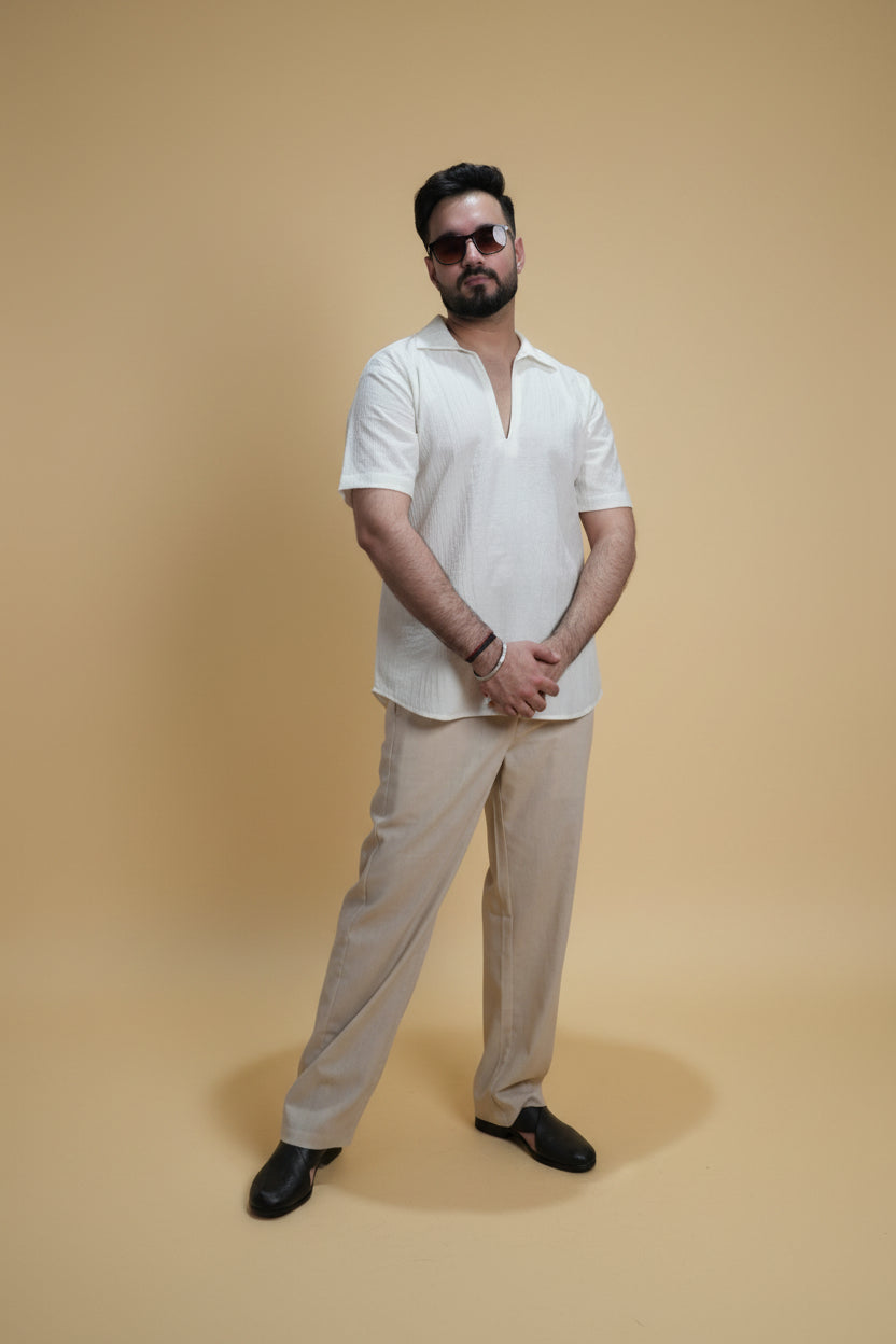 Men Mid Rise Beige Colour Cotton Lounge Pajama Pant