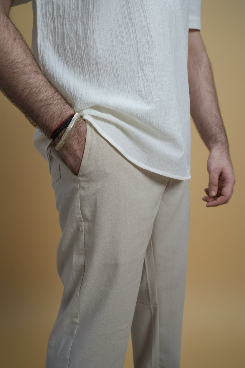 Men Mid Rise Beige Colour Cotton Lounge Pajama Pant