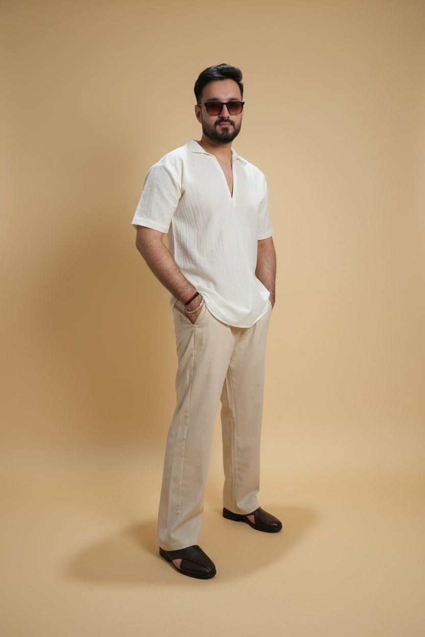 Men Mid Rise Beige Colour Cotton Lounge Pajama Pant