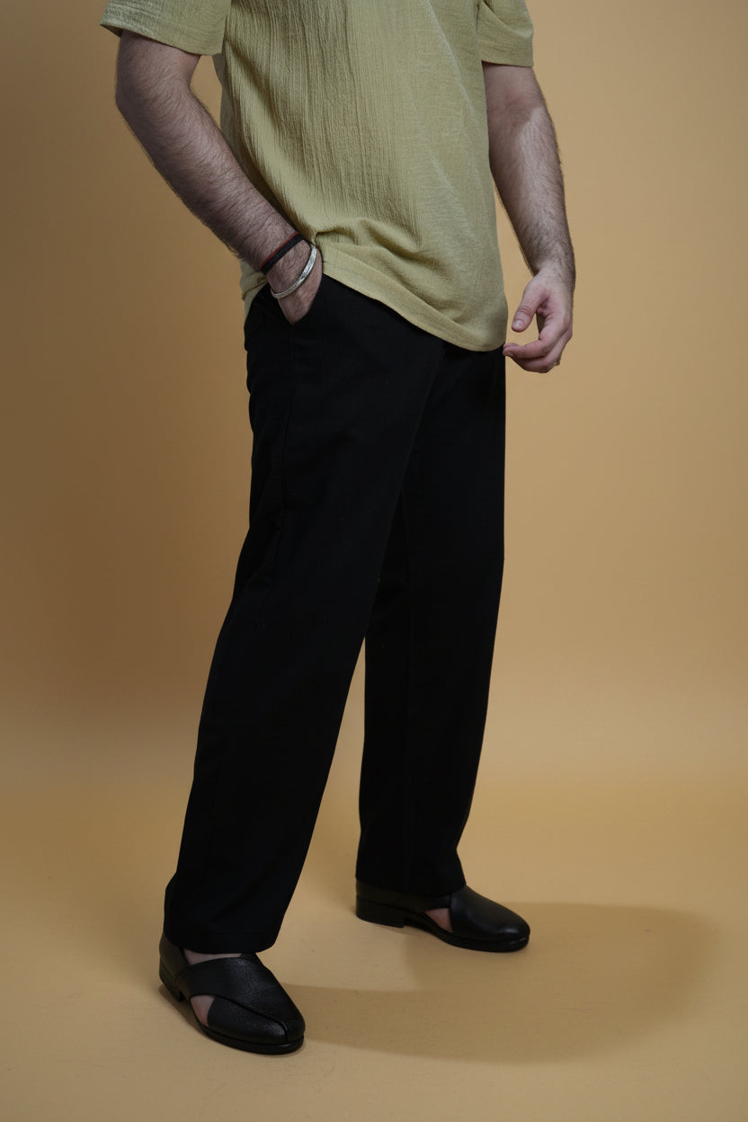 Men Mid Rise Black Colour Cotton Lounge Pajama Pant