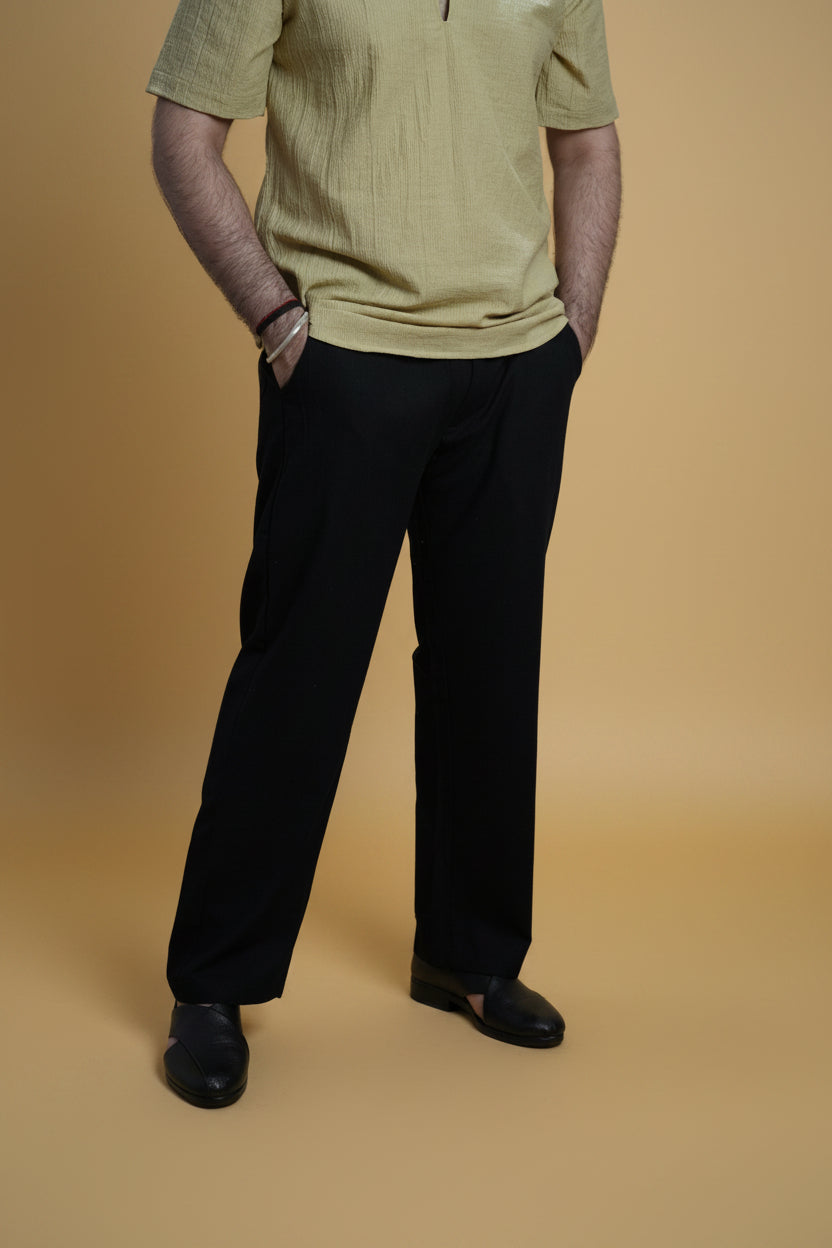Men Mid Rise Black Colour Cotton Lounge Pajama Pant