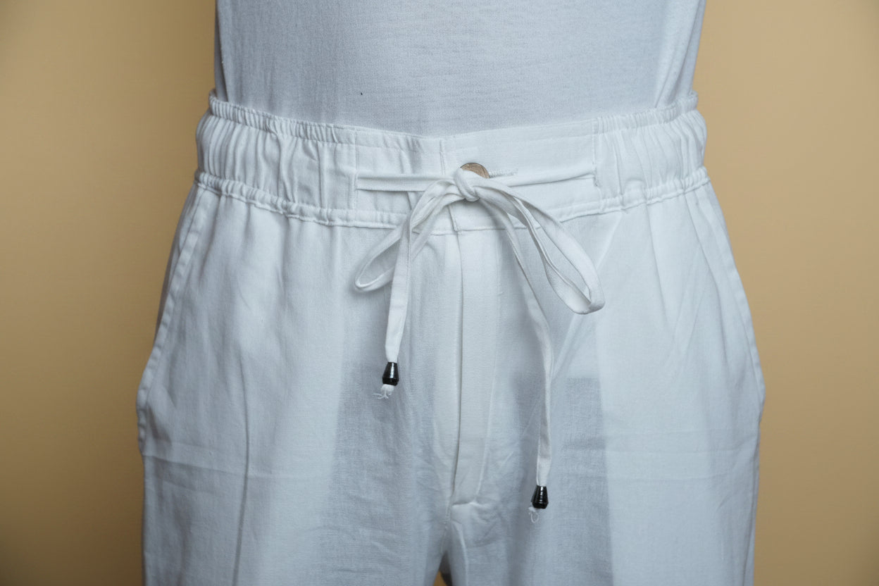 Men Mid Rise White Colour Cotton Lounge Pajama Pant