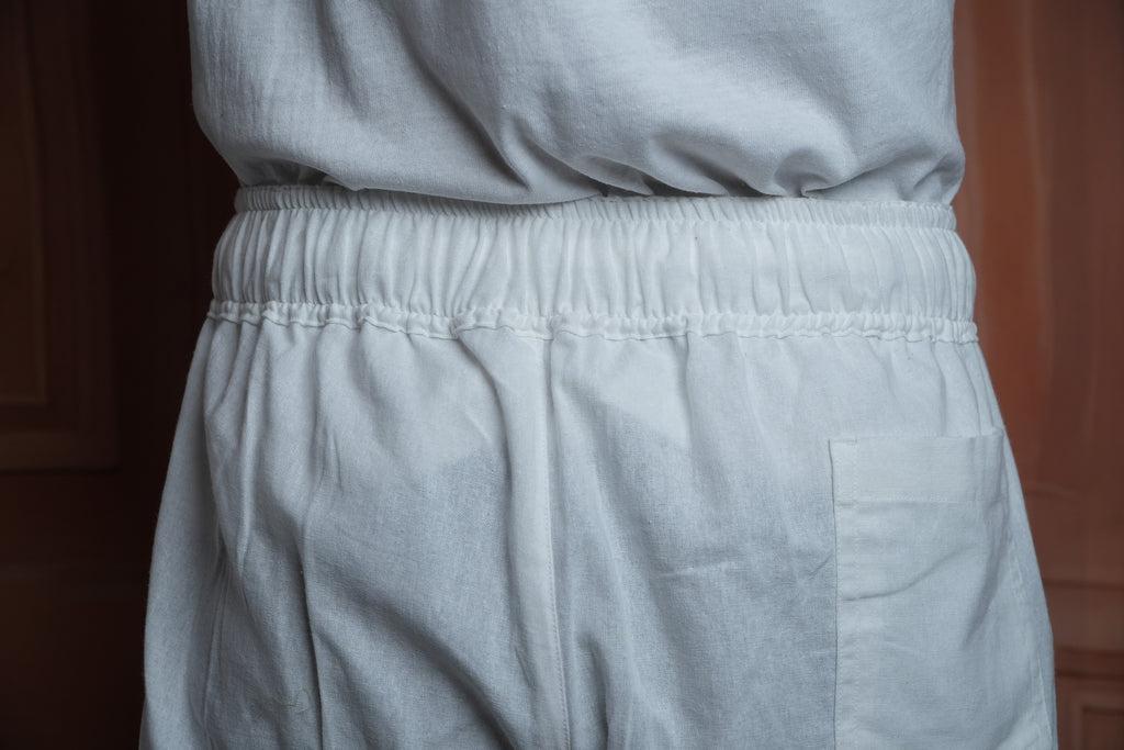 Men Mid Rise White Colour Cotton Lounge Pajama Pant