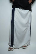 Men White  Colour Pajamalungi With Navy And  Gold Zari Stripe Panel
