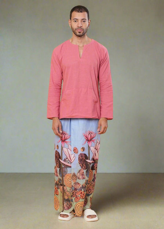 Pink Lotus Printed Pajamalungi