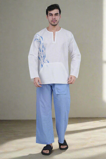 Aqua Drift Kurta - Nirmal Online