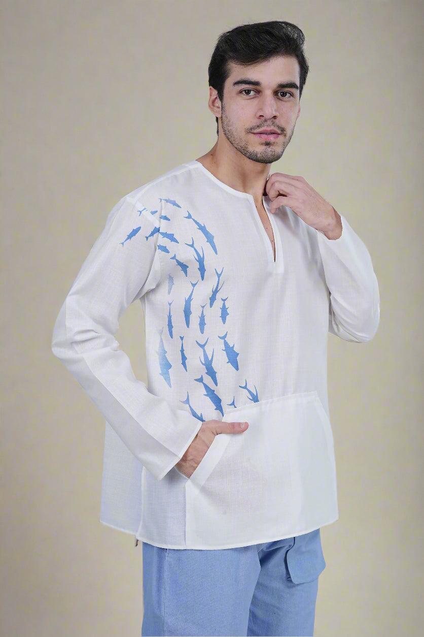 Aqua Drift Kurta - Nirmal Online