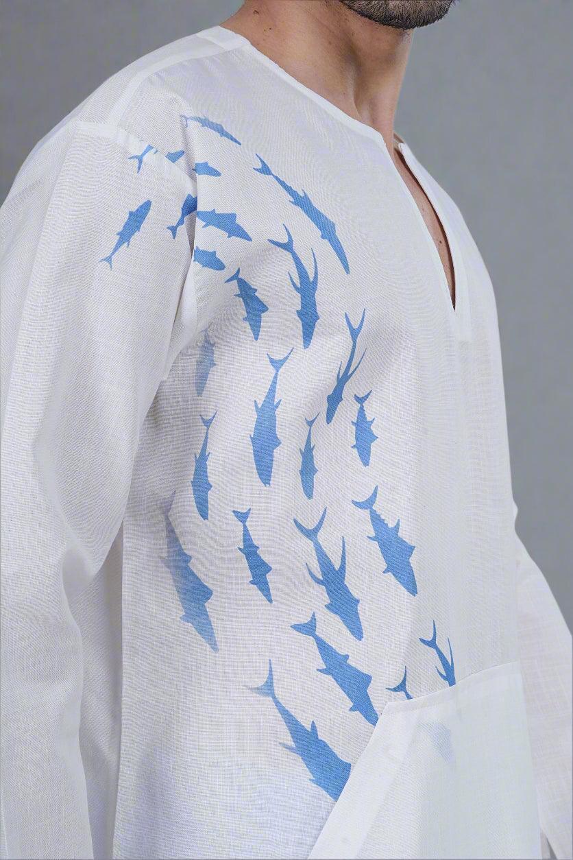 Aqua Drift Kurta - Nirmal Online