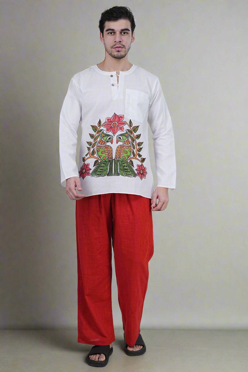 Red Cotton Pajama - Nirmal Online