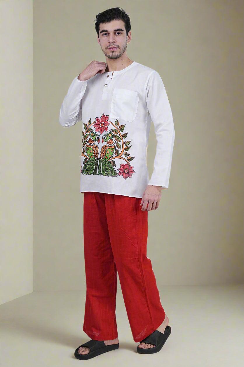 Red Cotton Pajama - Nirmal Online