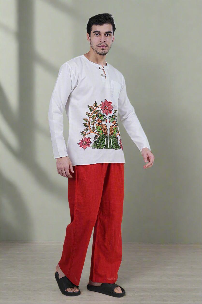 Red Cotton Pajama - Nirmal Online