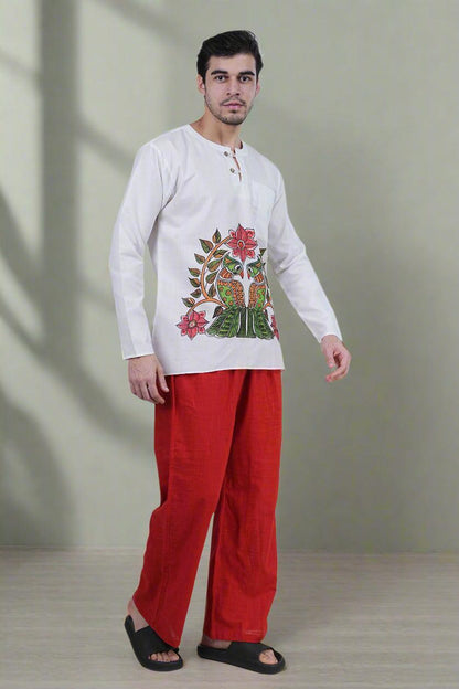 Red Cotton Pajama - Nirmal Online