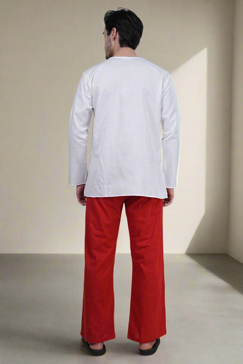 Red Cotton Pajama - Nirmal Online