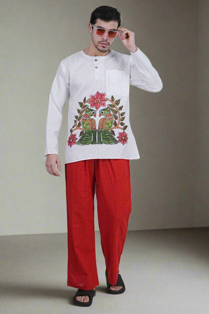 Red Cotton Pajama - Nirmal Online