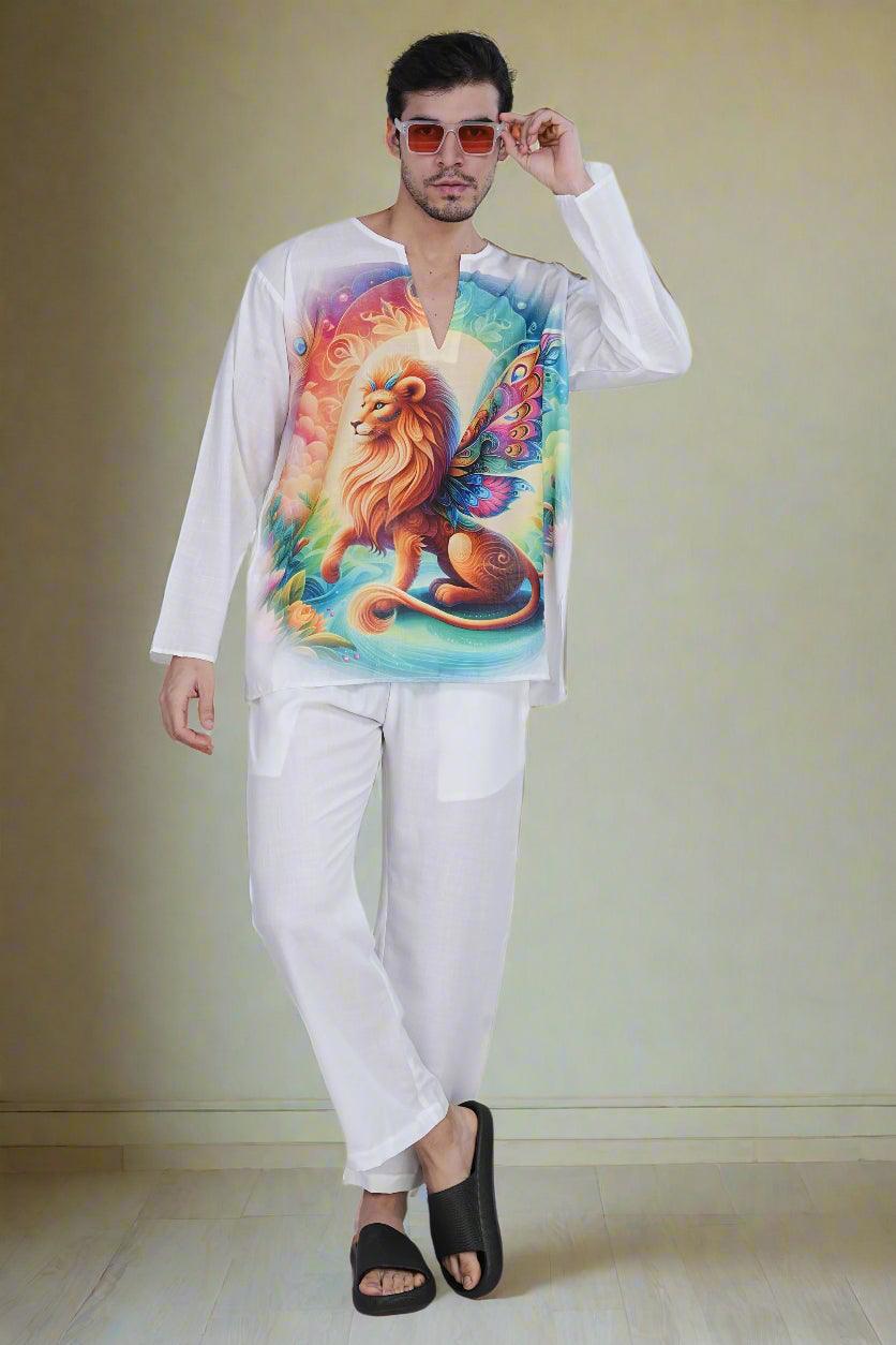 Enchanted Lion Kurta - Nirmal Online