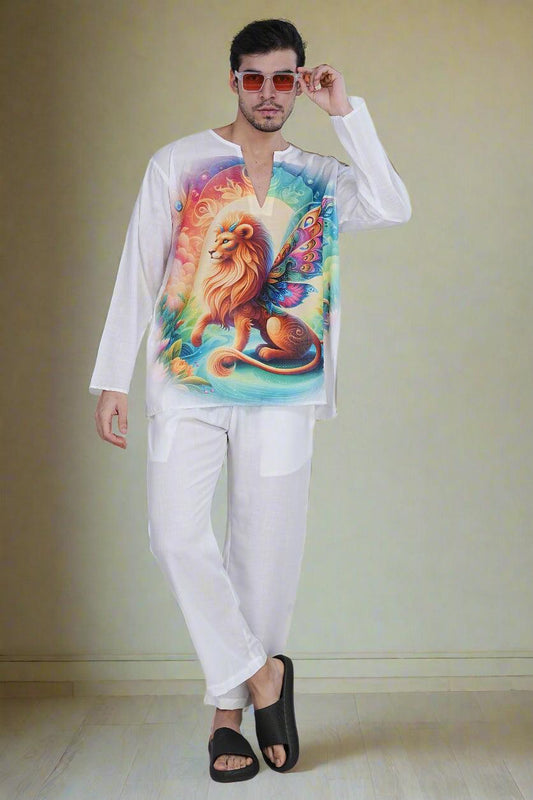 Enchanted Lion Kurta - Nirmal Online