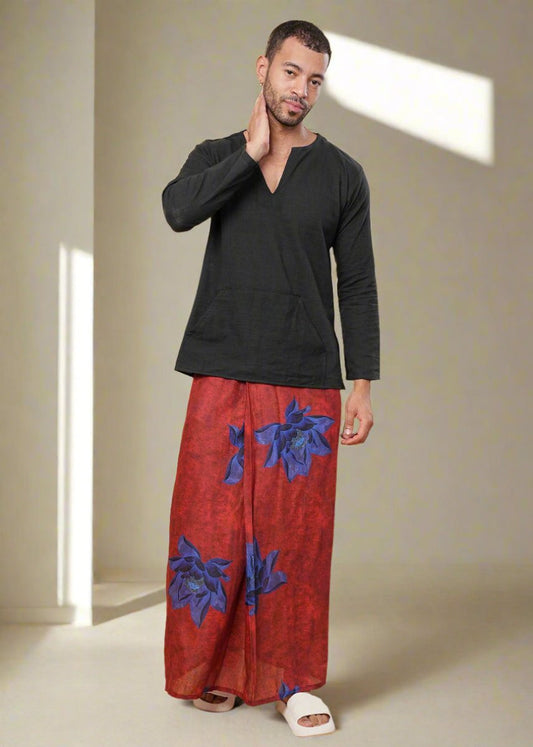 Red Floral Motif Pajamalungi