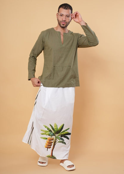 Olive Green Cotton Kurta