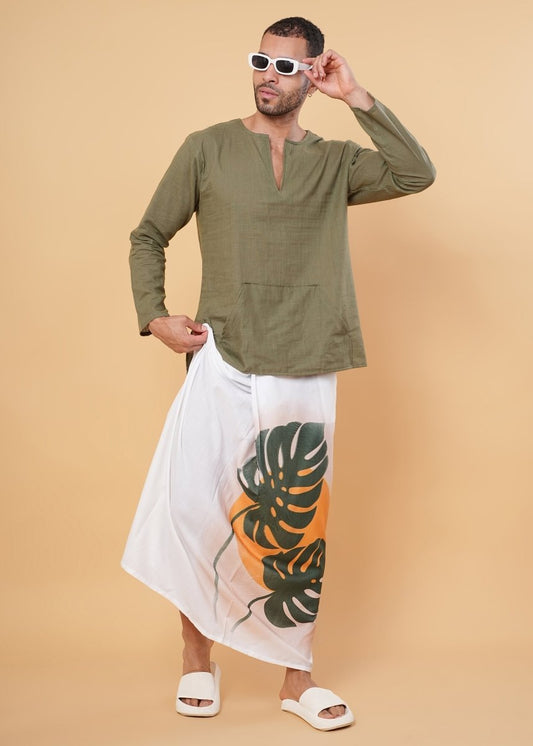 Olive Green Cotton Kurta