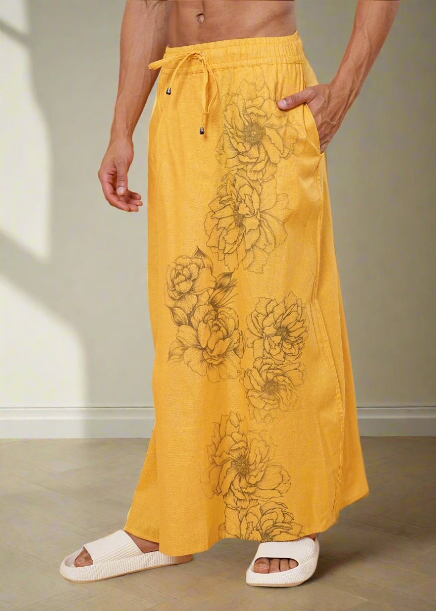 Mustard Floral Printed Kurta