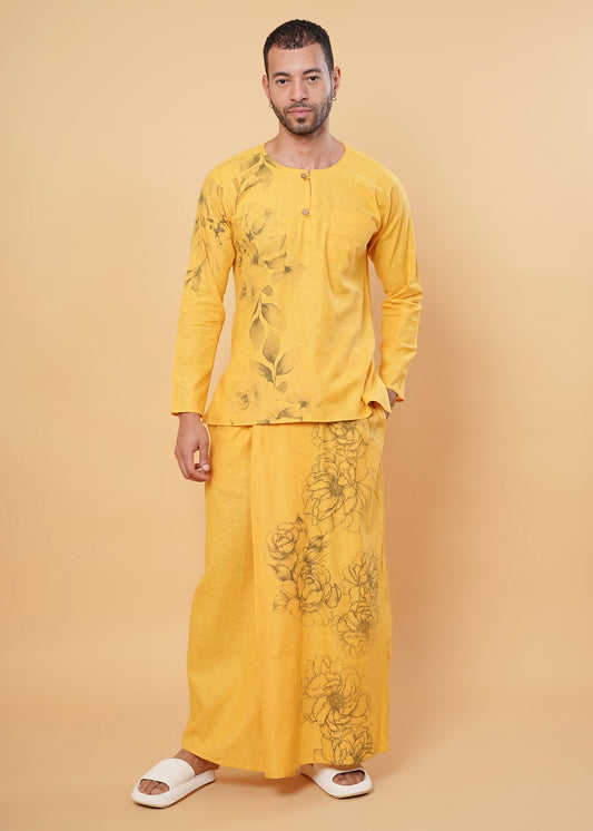 Mustard Floral Printed  Pajamalungi