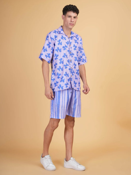 Indigo Bloom Shirt&Short Set