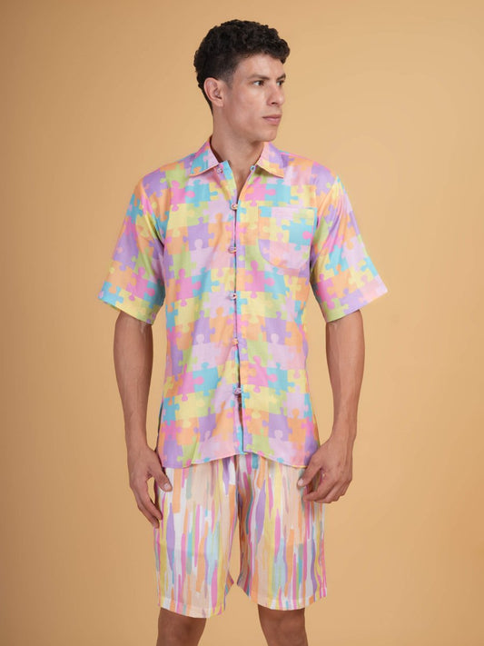 Pastel Puzzle Shirt&Short Set
