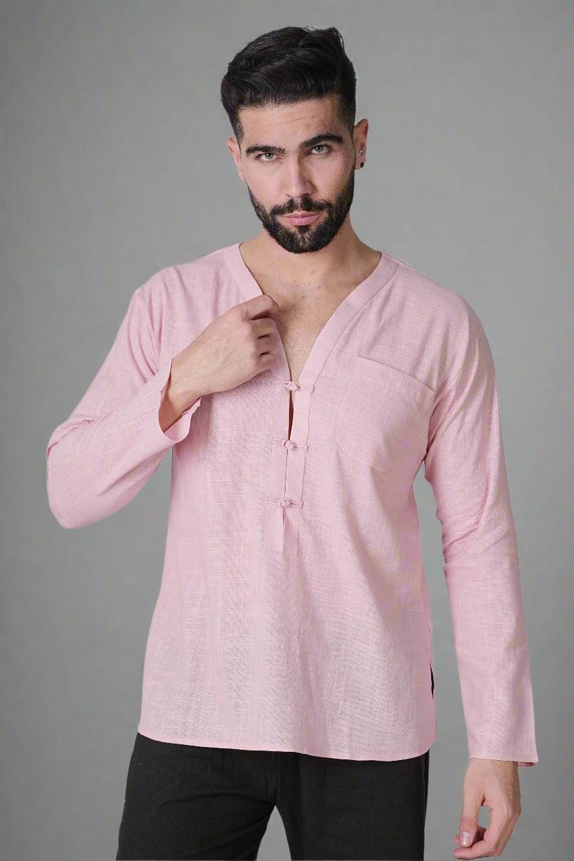 Blush Serenity Slub Kurta - Nirmal Online