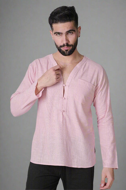 Blush Serenity Slub Kurta - Nirmal Online