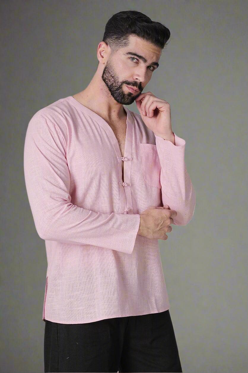 Blush Serenity Slub Kurta - Nirmal Online