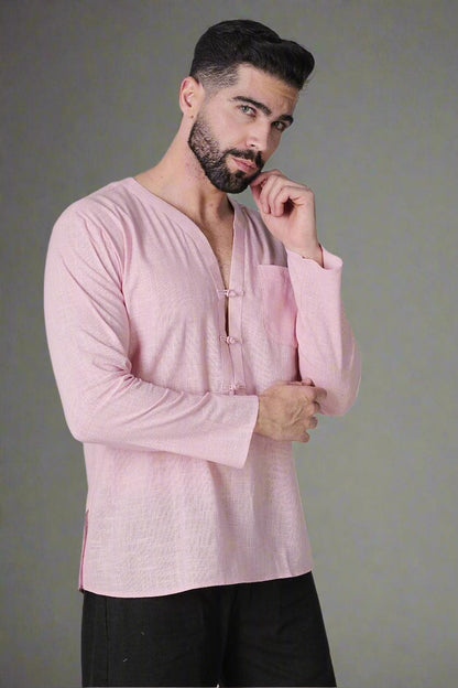Blush Serenity Slub Kurta - Nirmal Online