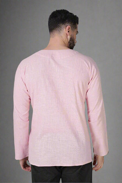 Blush Serenity Slub Kurta - Nirmal Online