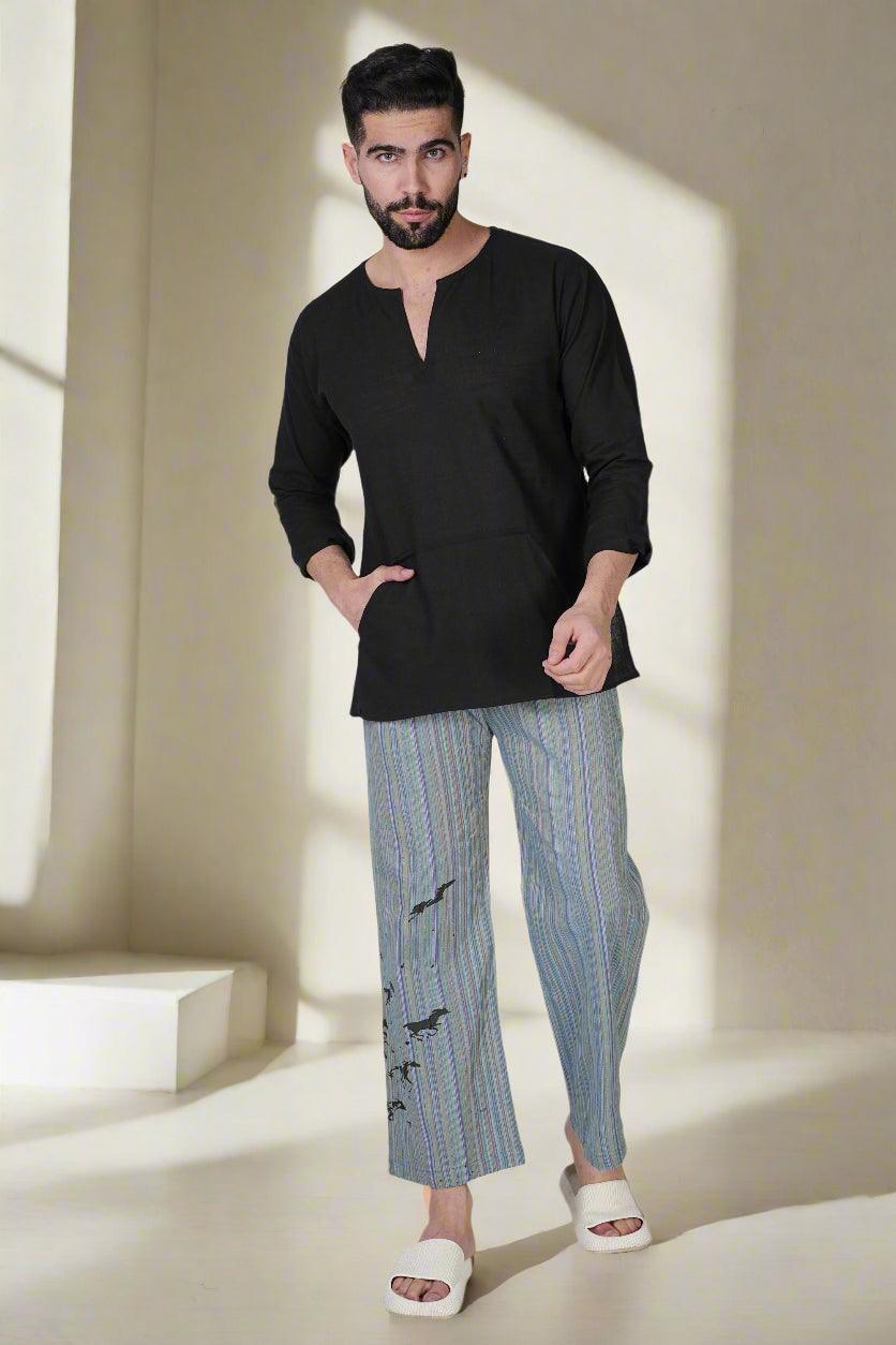 Breezy Stripe Horse Print Lounge Pants - Nirmal Online