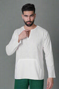 Off Shoulder Emerald Breeze Cotton Kurta - Nirmal Online