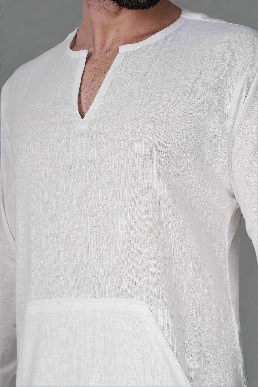 Off Shoulder Emerald Breeze Cotton Kurta - Nirmal Online